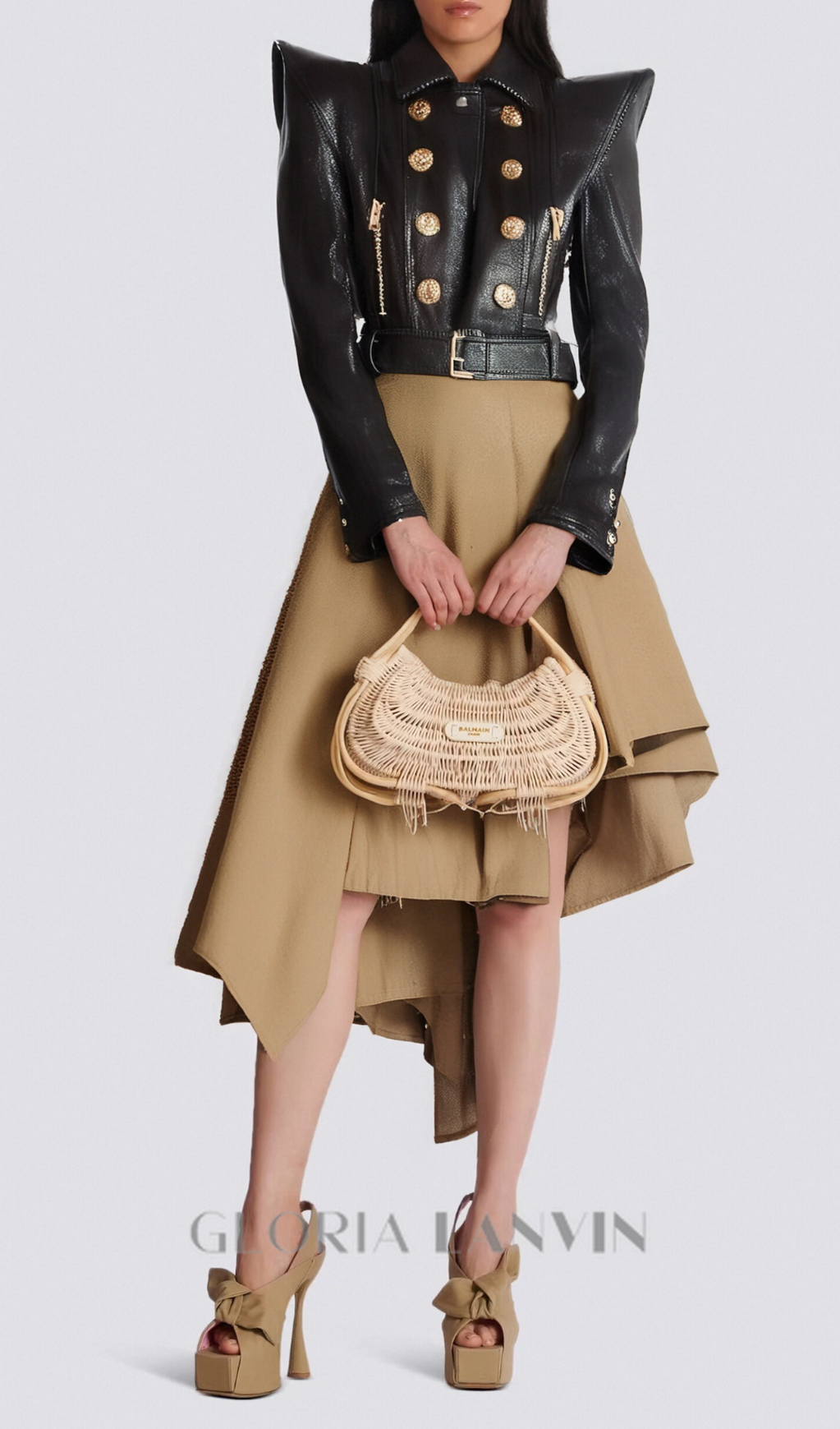 Veste courte Perfecto en cuir noir