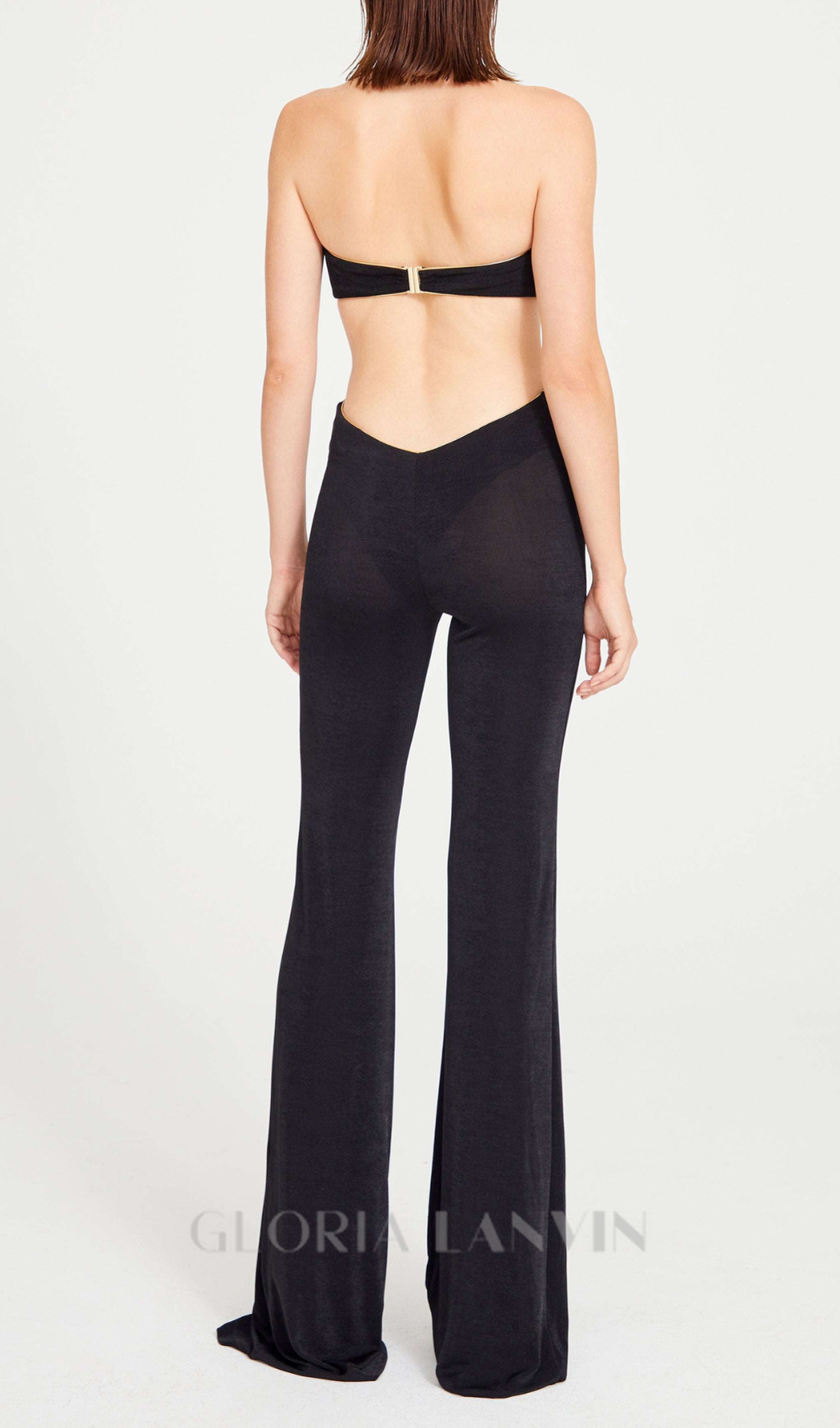 CHRISTINE SCHWARZER JUMPSUIT MIT GOLDENEN BLUMENVERZIERUNGEN