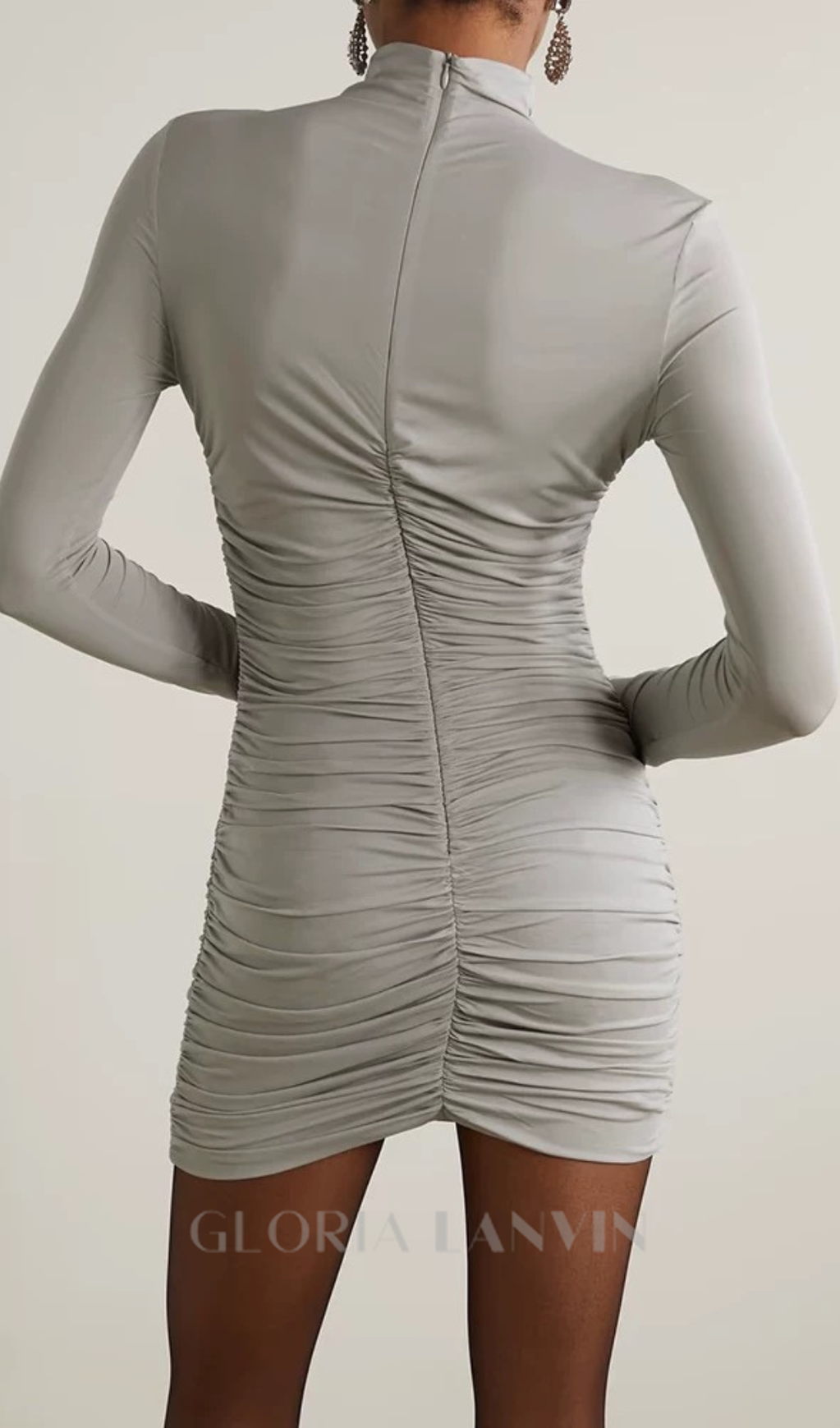 Robe mini Penny en jersey uni à motif floral 3D gris