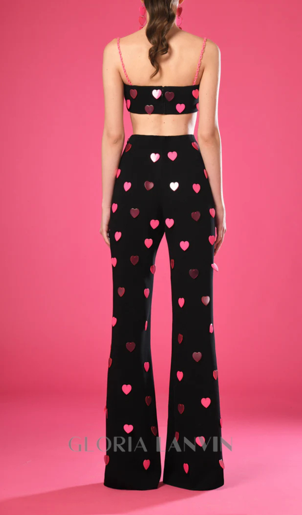 Ensemble rose haut et pantalon à cœurs