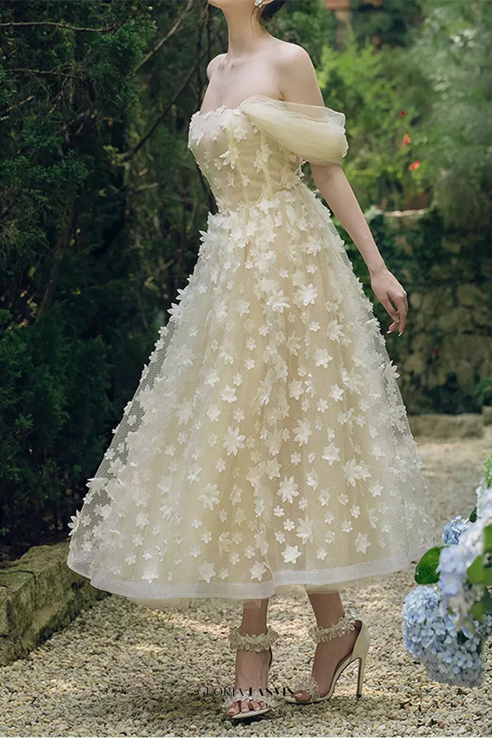 Robe longue bustier Sabrina Flower beige