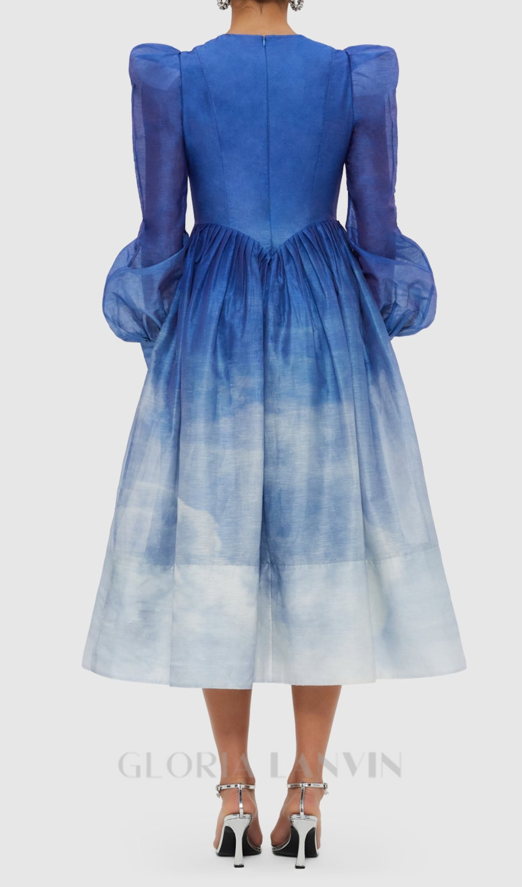 Robe midi JORDANA à épaules structurées et imprimé aérien