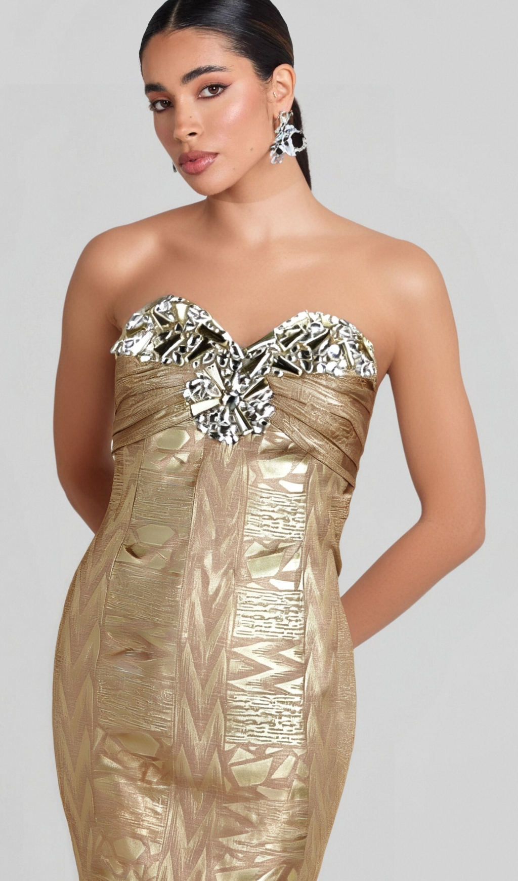 DAPHNE KRISTALLVERZIERUNGENES ÄRMELLOSES TRÄGERLOSES MINIKLEID