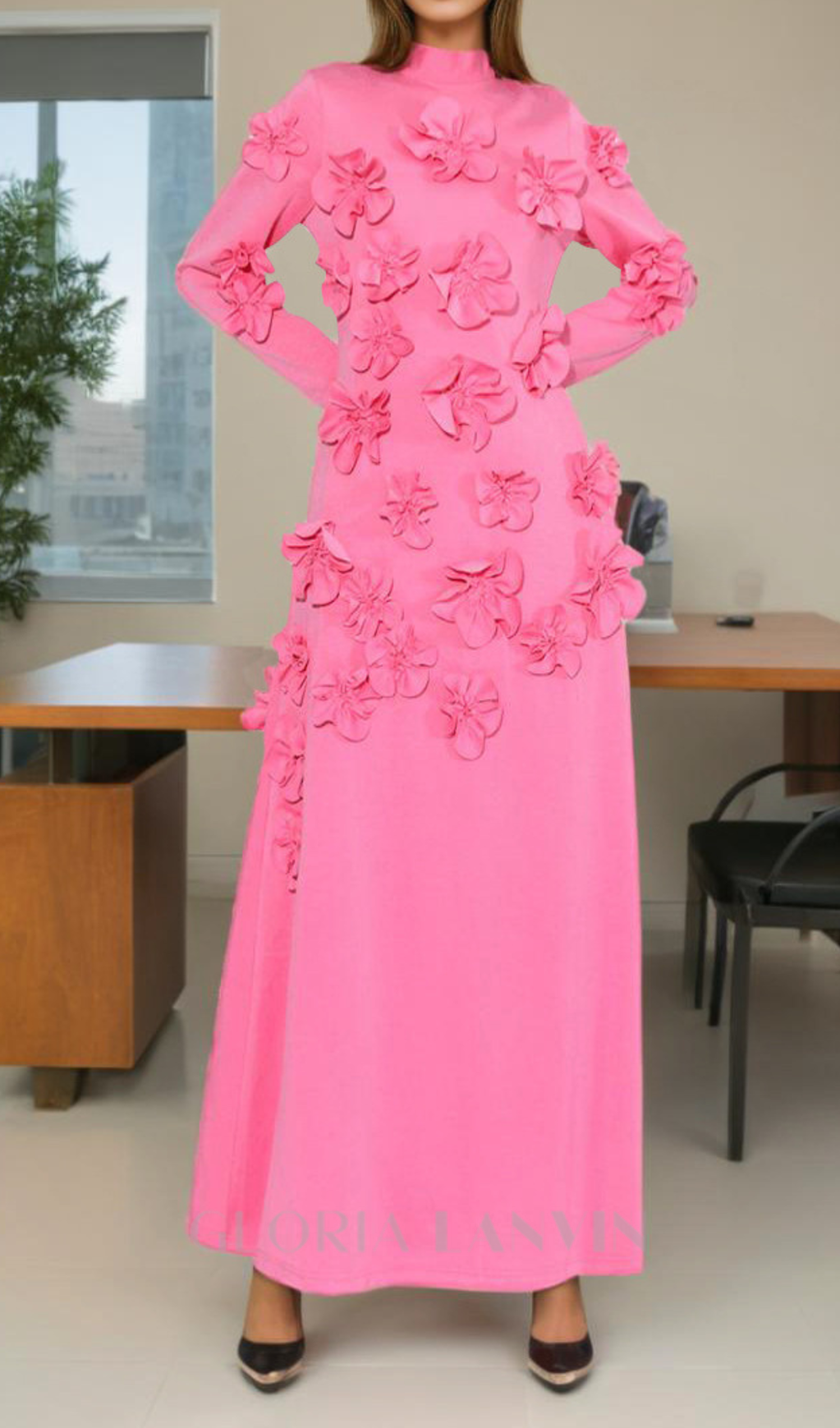 HARRIET BLUMENVERZIERUNGENES MAXIKLEID IN ROSA