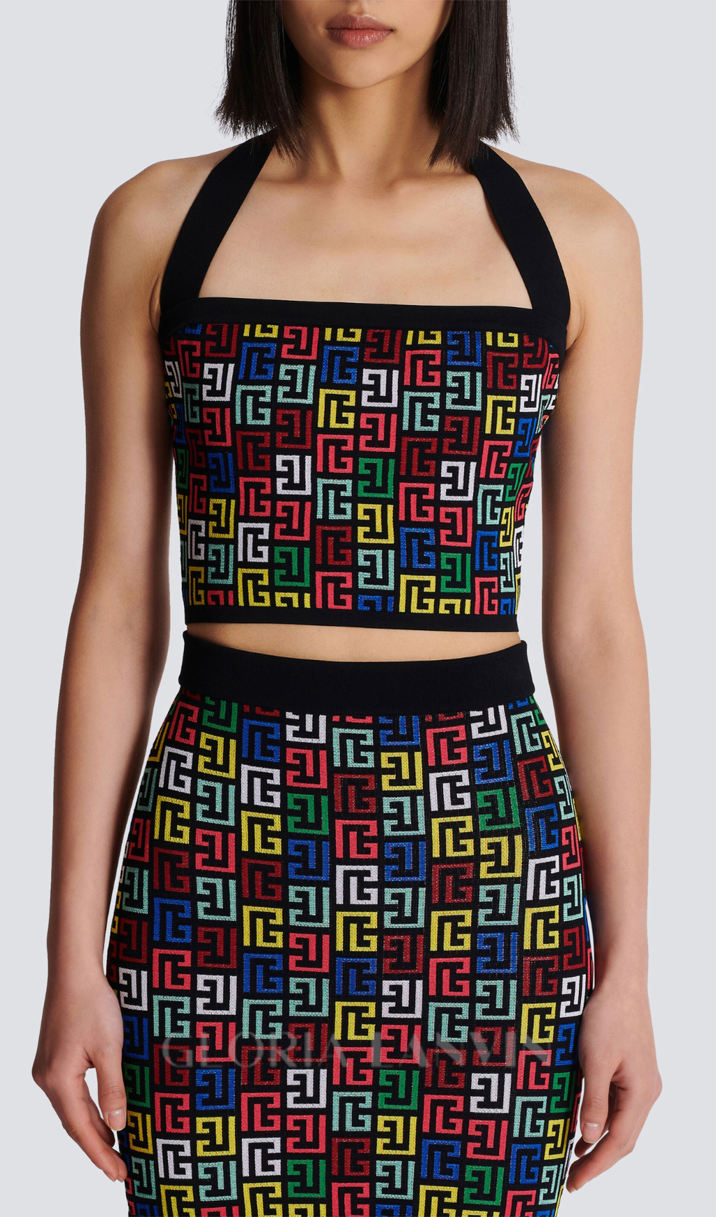 ENSEMBLE HAUT ET JUPE RACHEL MONOGRAMME EN MAILLE À DOS NU