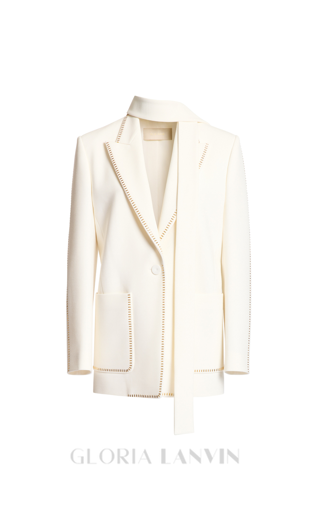 DEBORAH OFF-WHITE SCHAL - DETAILLIERTER BLAZER AUS WOLLCREPE