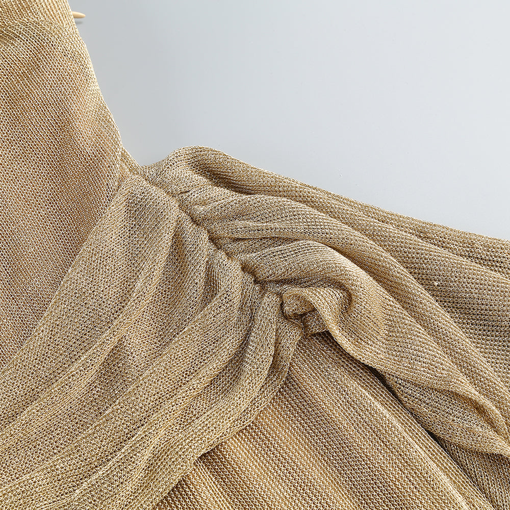 Robe longue moulante asymétrique kaki drapée