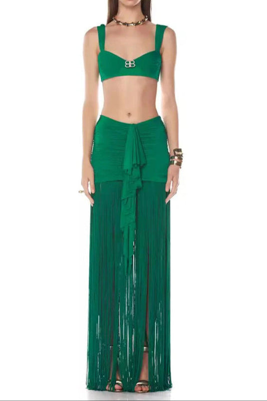 Tyonska Fransen-Rüschen-Zweiteiler-Set