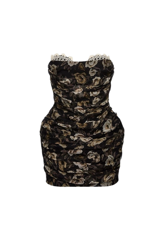 Georgia Retro florales Tube-Top-Minikleid