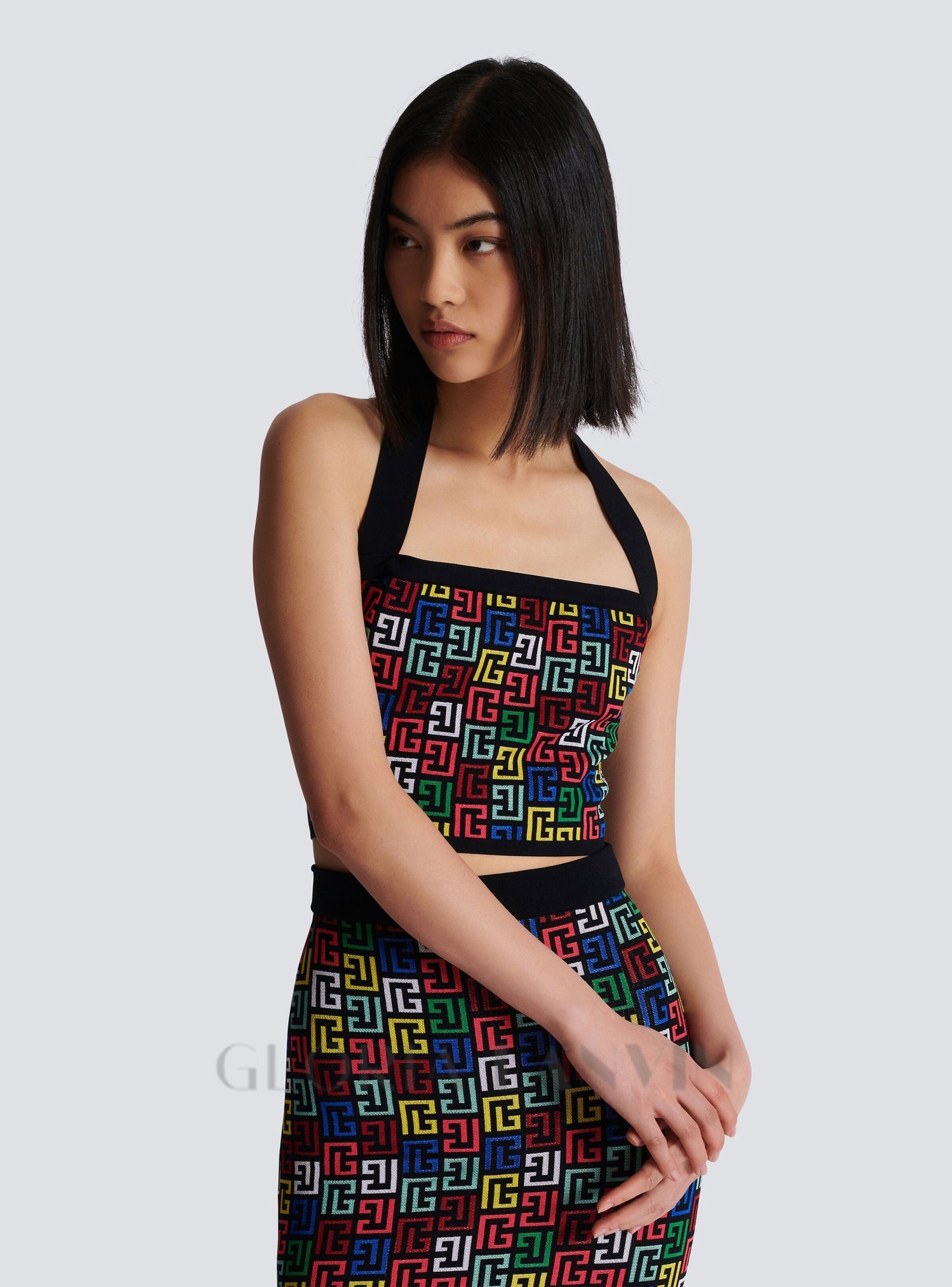 ENSEMBLE HAUT ET JUPE RACHEL MONOGRAMME EN MAILLE À DOS NU