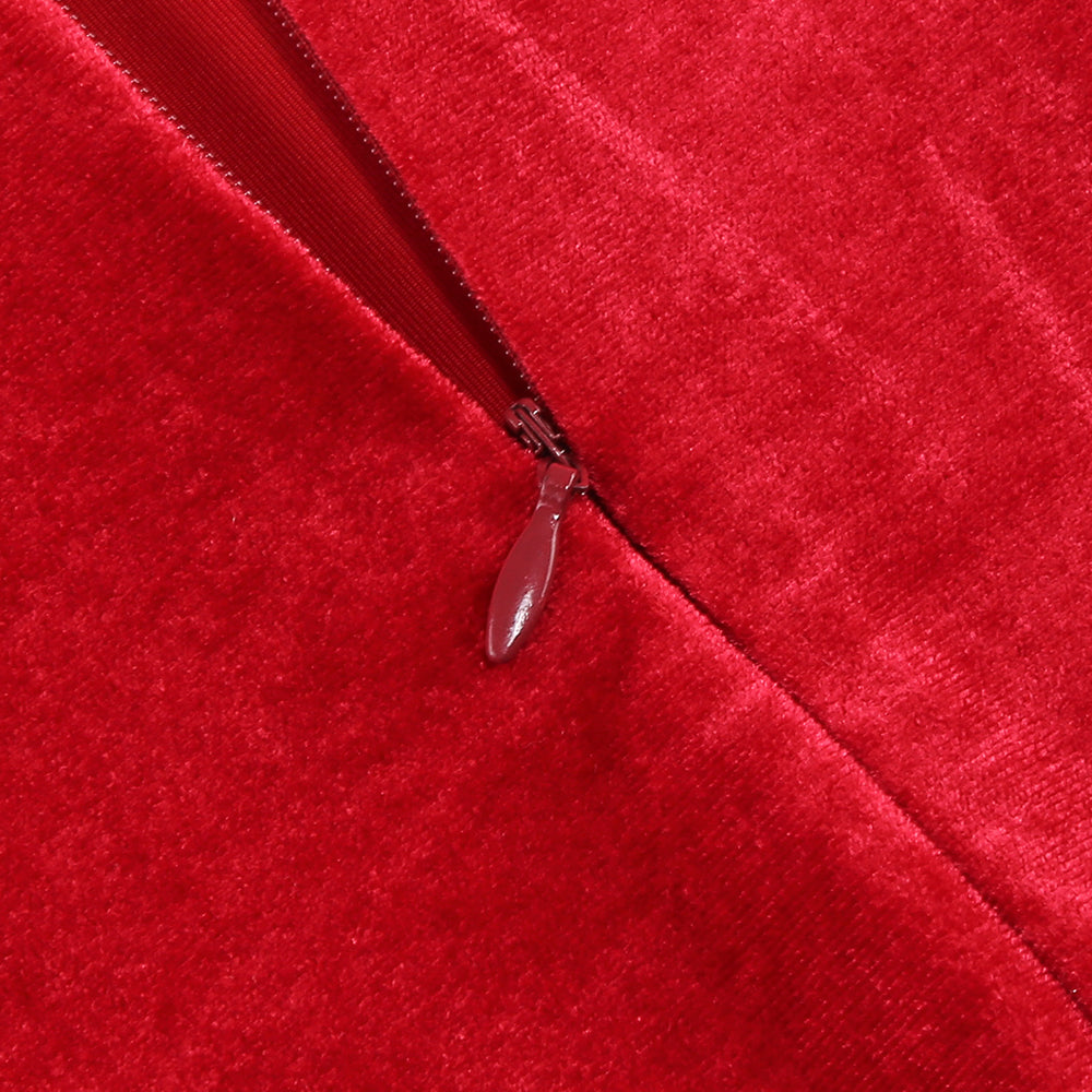 HILDA SAMTKLEID MIT SCHLEIFENVERZIERUNG IN ROT