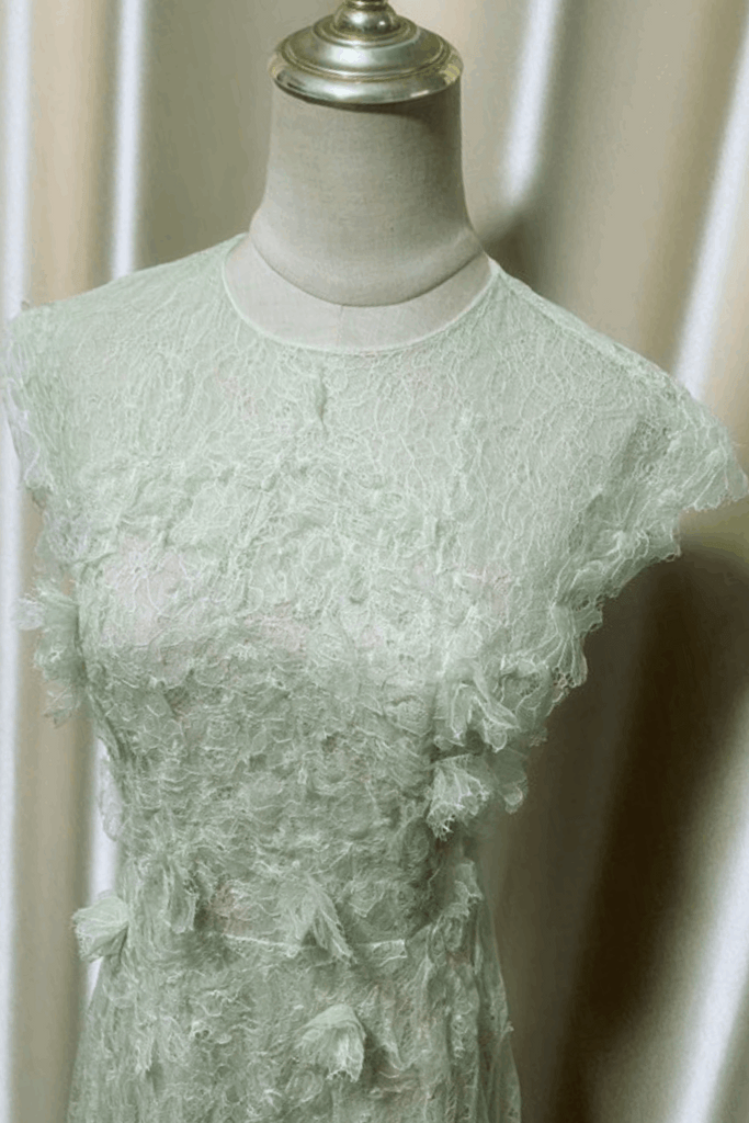 jennifer Lace Flower embellished maxi Dress in green