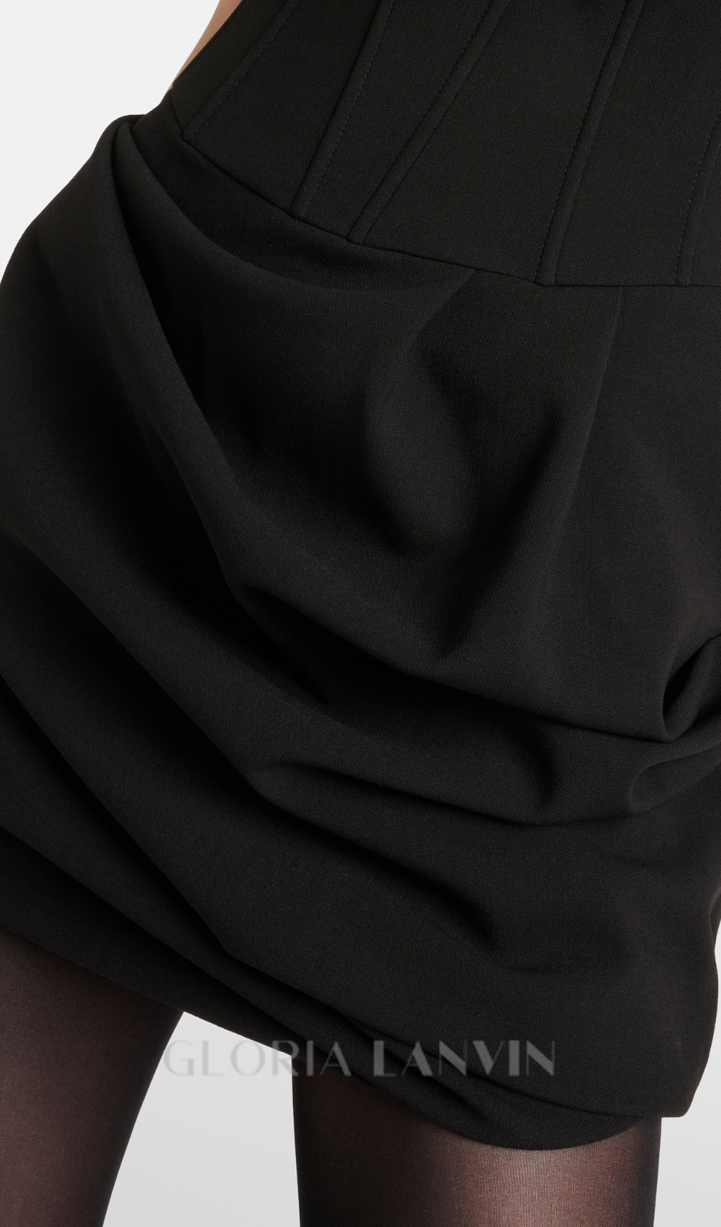 GRISELDA DRAPIERTES BUSTIER-MINIKLEID AUS WOLLMISCHUNG IN SCHWARZ