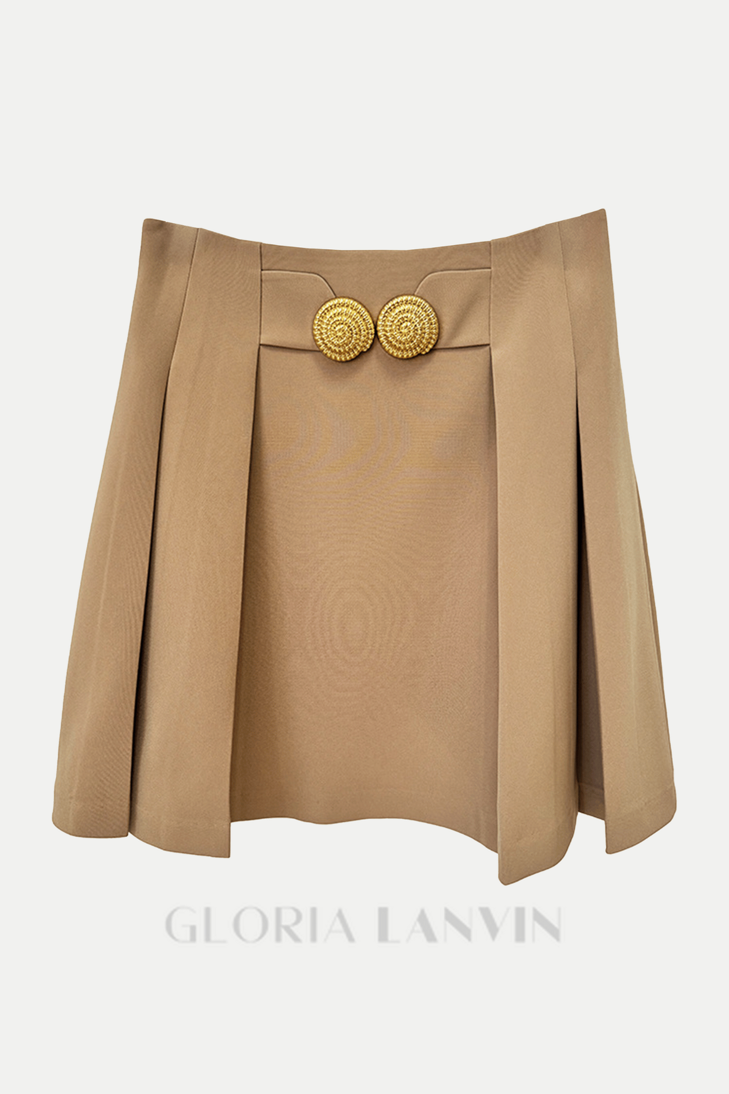 Asina Gold Buttoned Mini Skirt in Khaki
