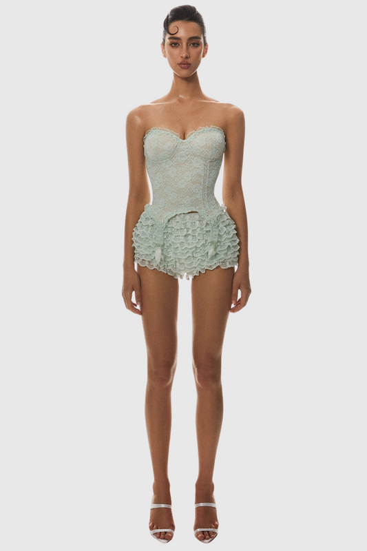 Atici Spitzenkorsett ohne Träger - Grün