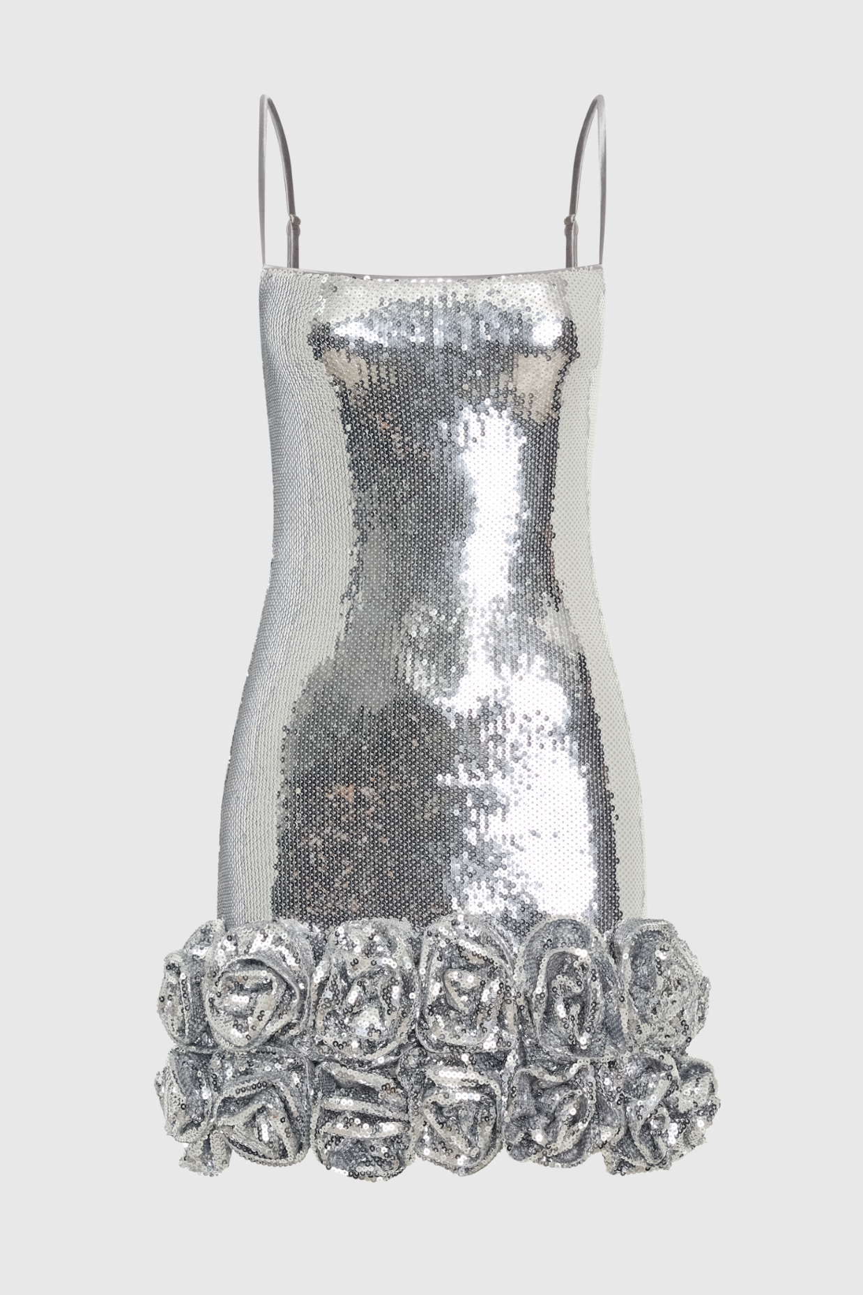 Robe courte à fleurs en sequins