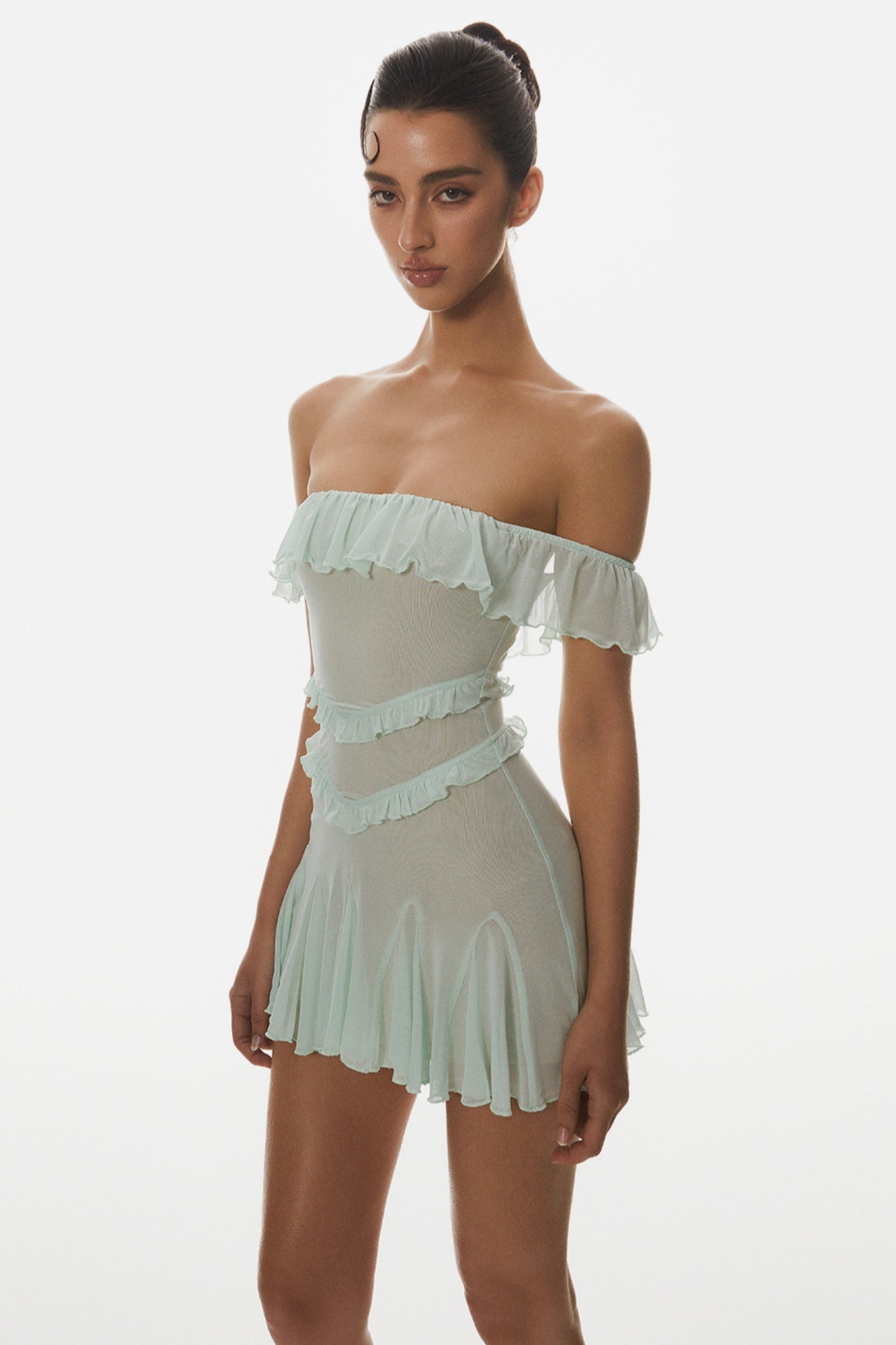 Charelle Off Shoulder Ruffle Mini Dress