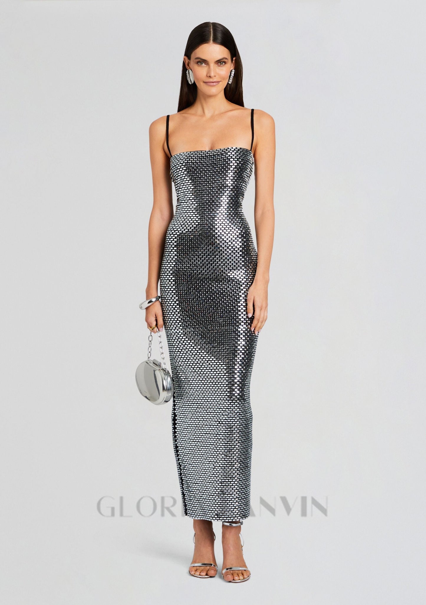 Kyree Verziertes Strick-Midikleid in Schwarz