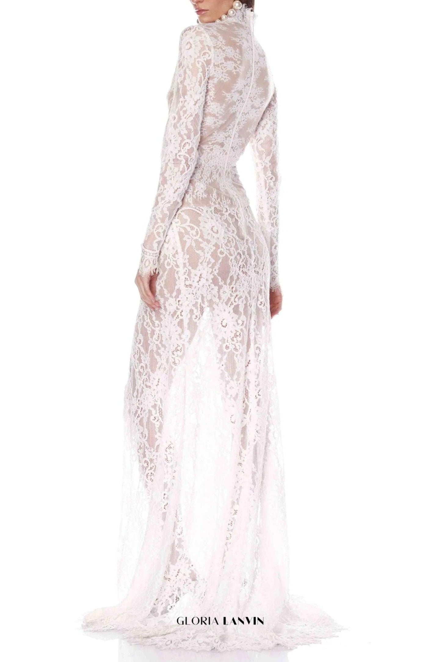 Juselius Maxikleid mit Spitzenausschnitt - Weiß