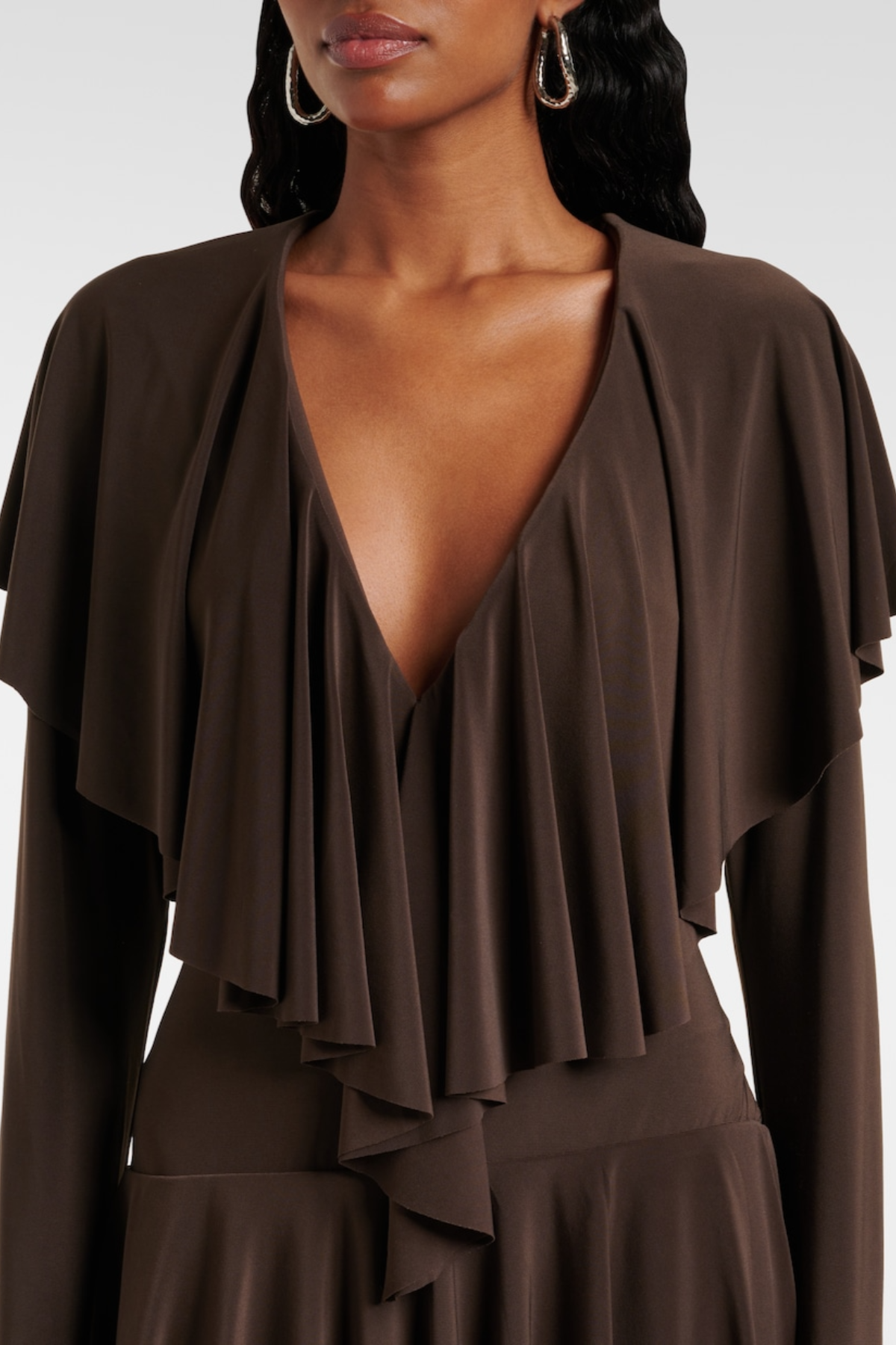 Hathay Ruffle Mini Dress - Brown