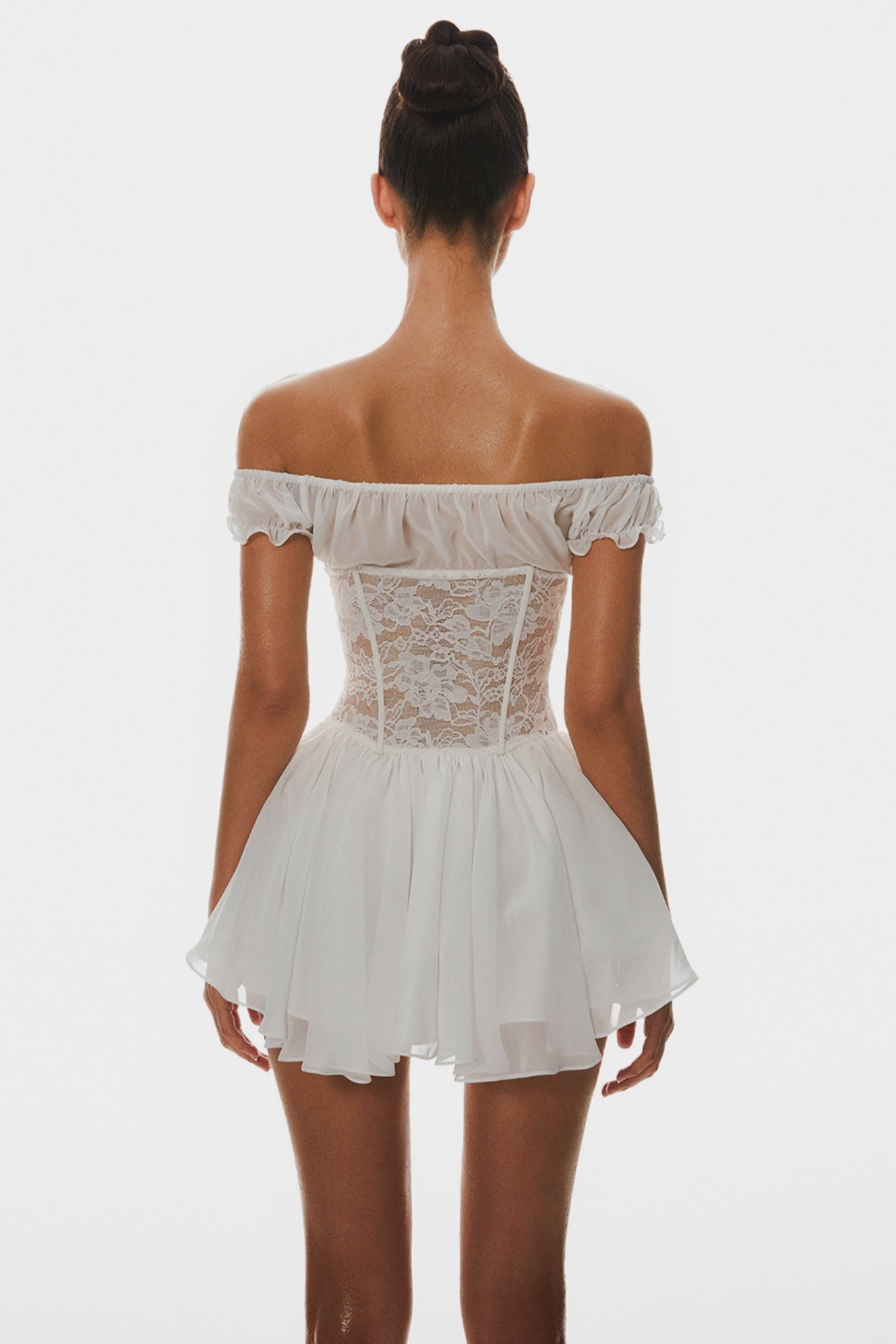 Hathia Off Shoulder Lace Corset Mini Dress