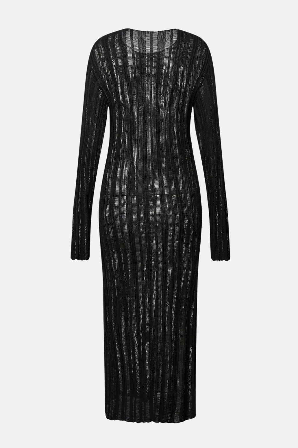 Hilaria Rose Handgefertigtes Strick-Midikleid in Schwarz