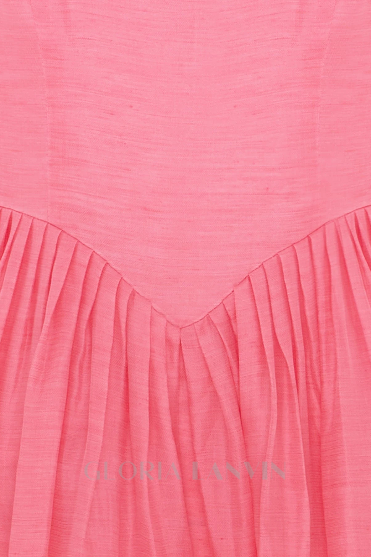 DELIA MIDI-KLEID MIT ROSAFARBENEN LATERNÄRMELN UND RUNDHALSAUSSCHNITT