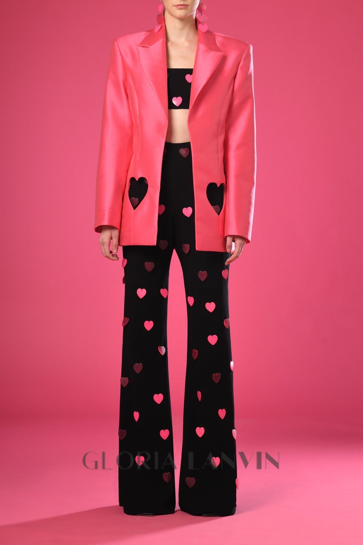Ensemble rose haut et pantalon à cœurs