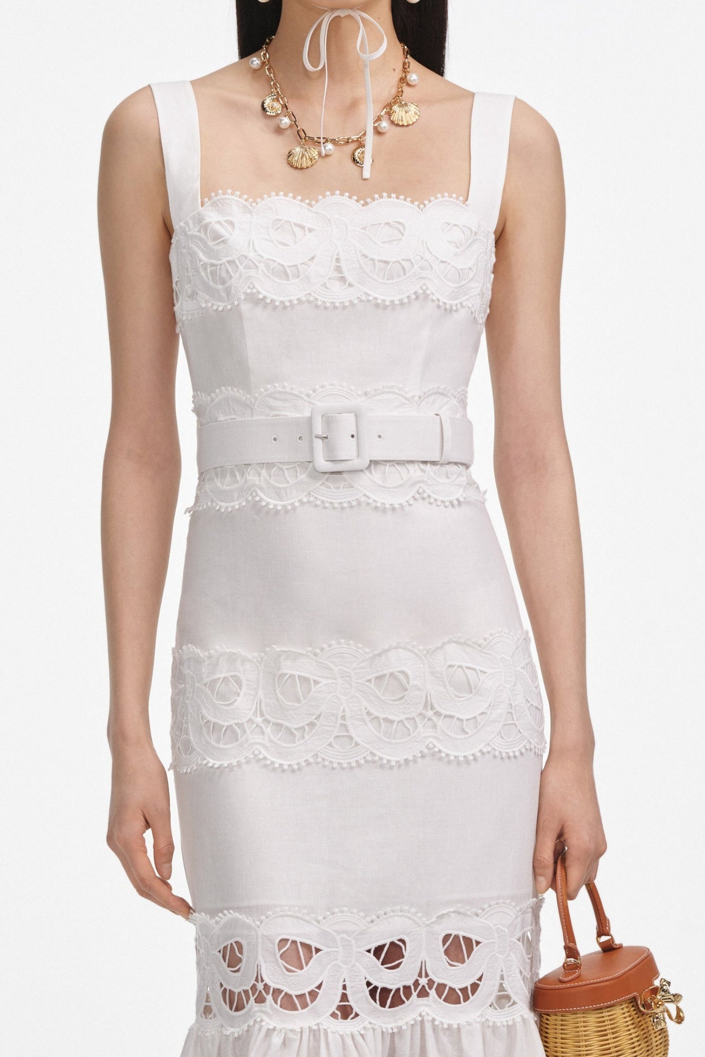 Keane Midikleid mit Spitzeneinsatz und Gürtel