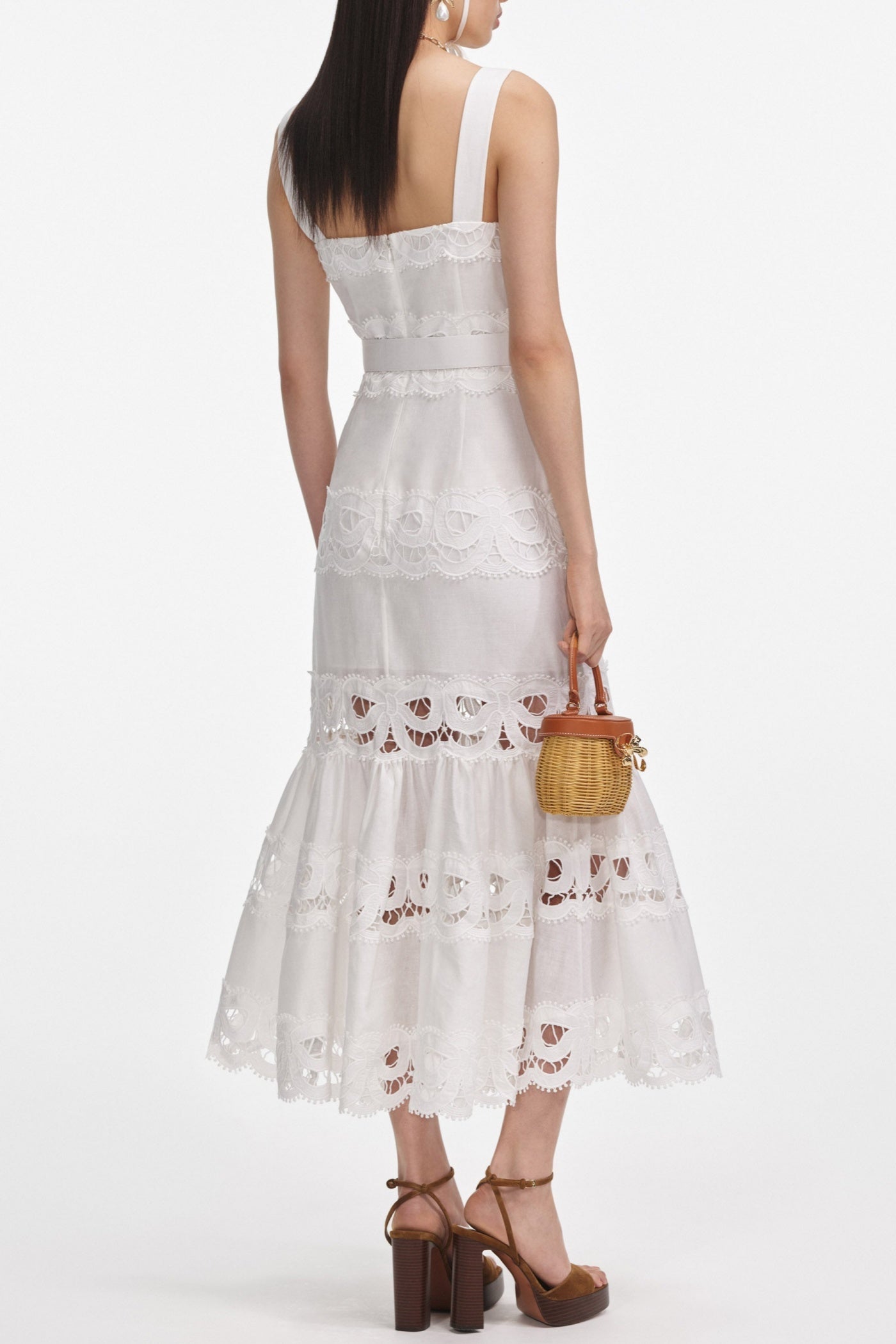 Keane Midikleid mit Spitzeneinsatz und Gürtel