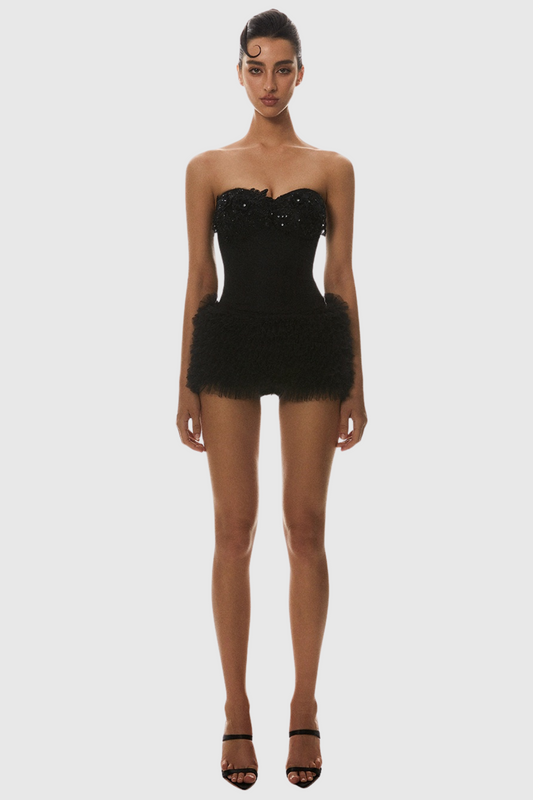 Nketia Pailletten-Stickerei-Trägerloses Korsett