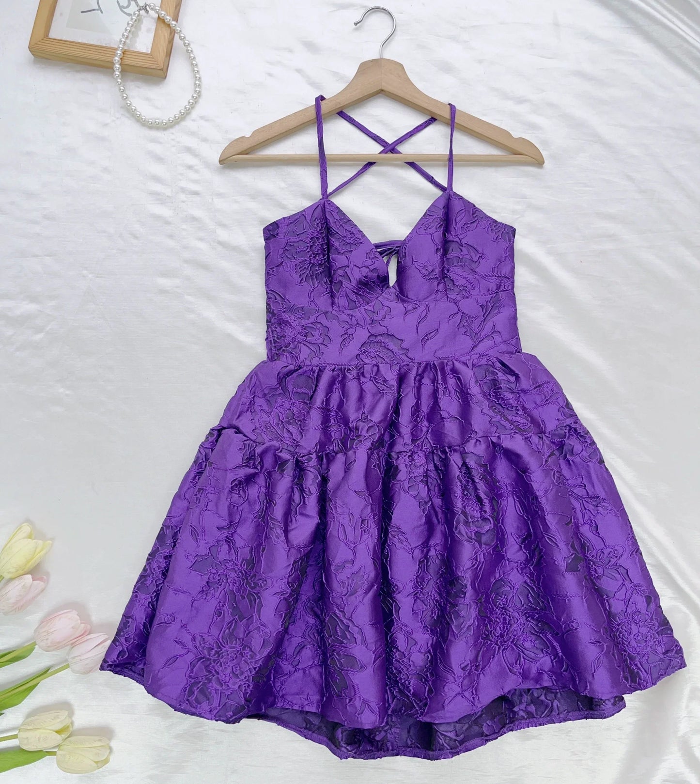 Jacquard dopamine slip mini dress