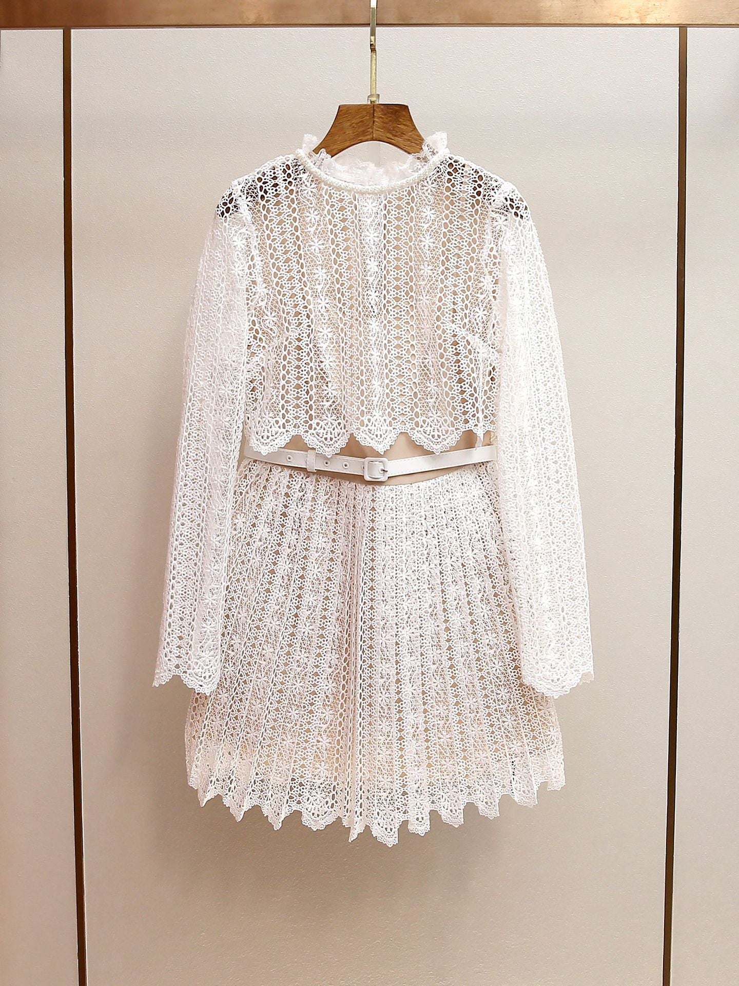 odelette Cream Organza Lace Mini Dress