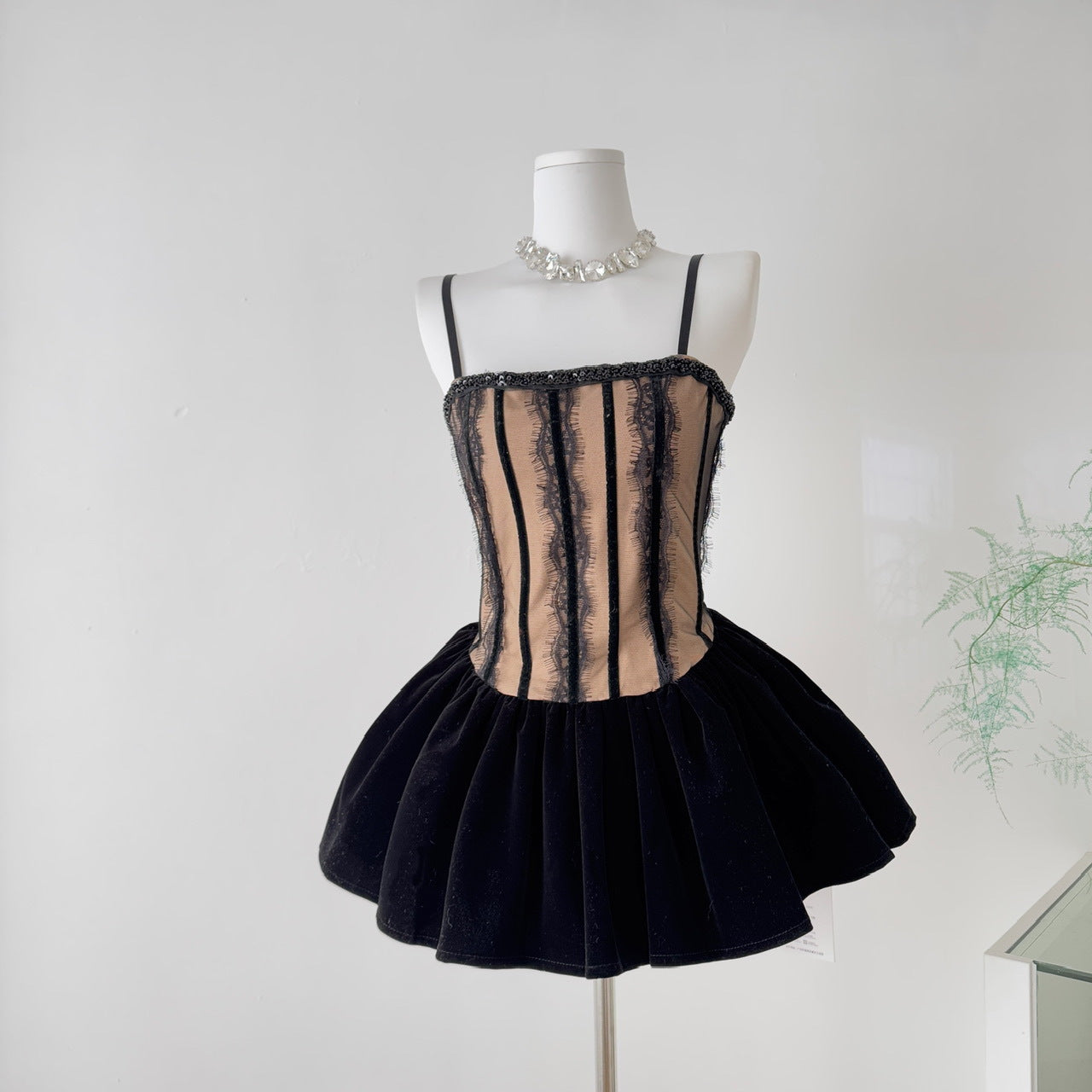 rebecca Black Corset Lace Flare Mini Dress