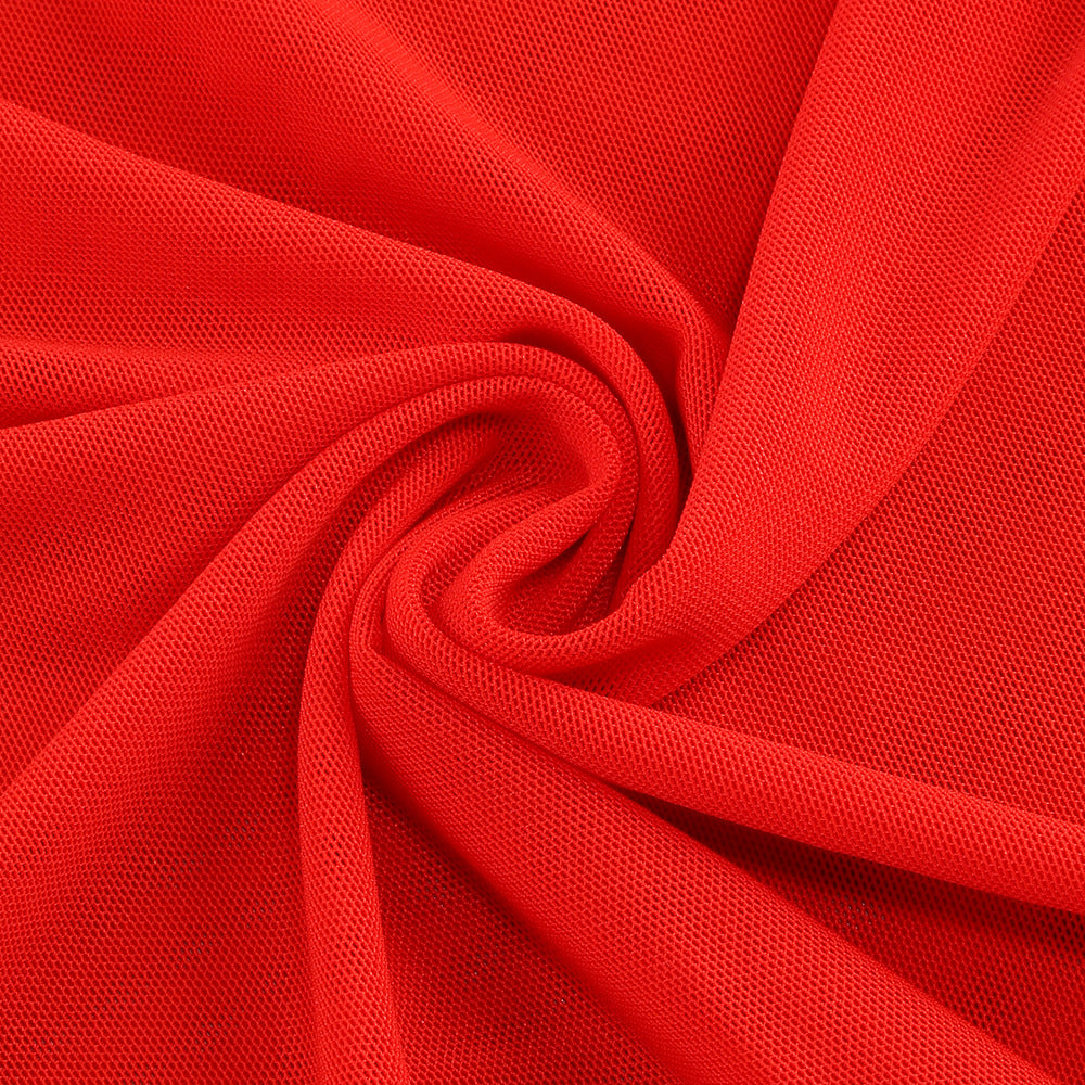 Sherry schulterfreies Tüll-Maxikleid mit Bandagen in Rot