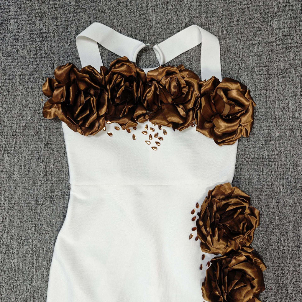 sebastiane Halterneck Flower Bandage Maxi Dress