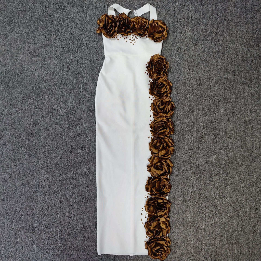 sebastiane Halterneck Flower Bandage Maxi Dress