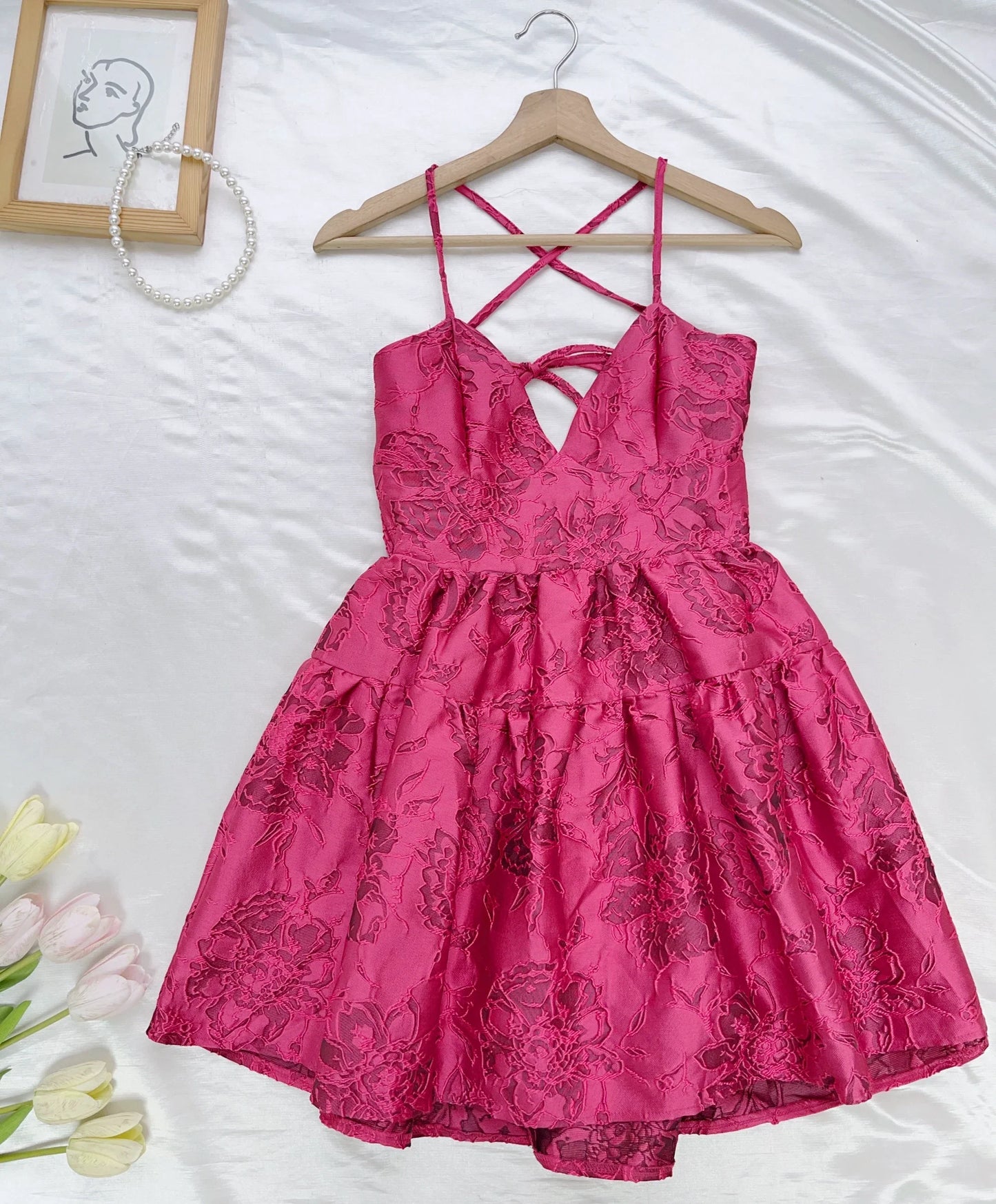 Jacquard dopamine slip mini dress