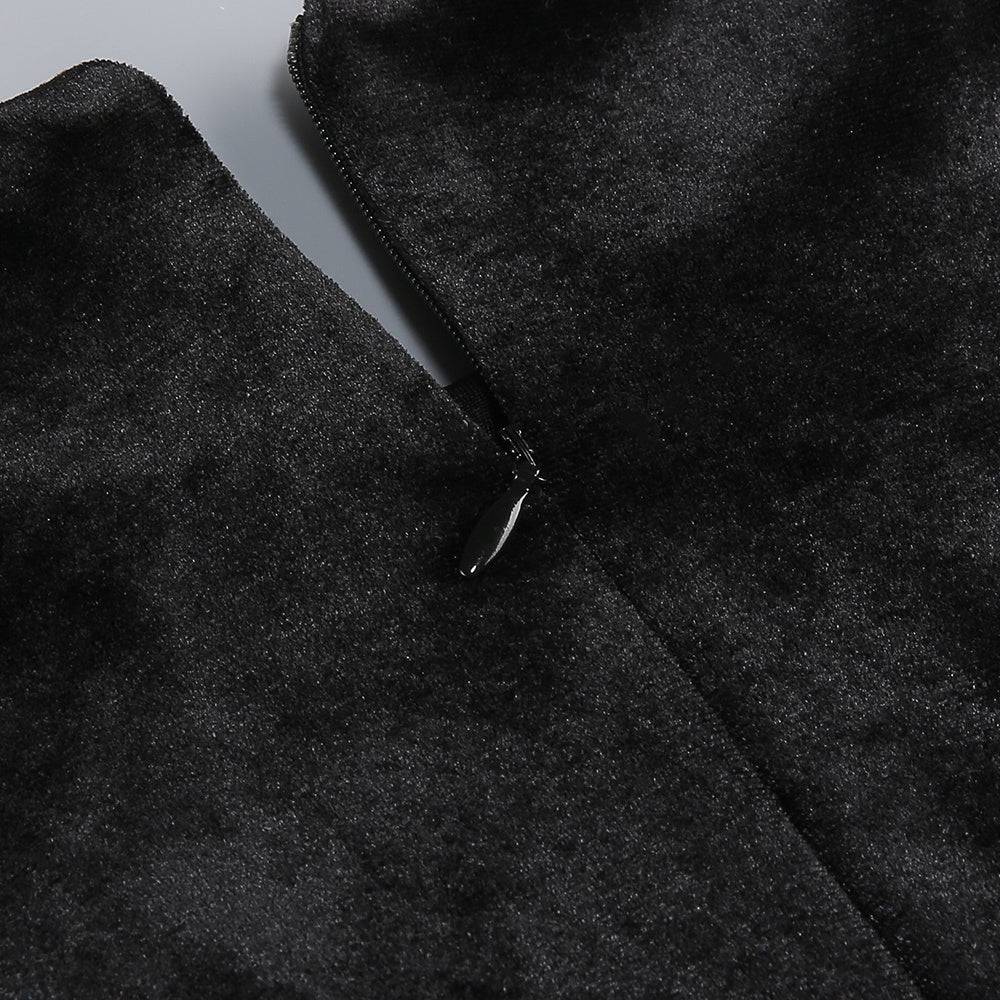 victoria Bow Cascade Velvet Maxi Dress in black