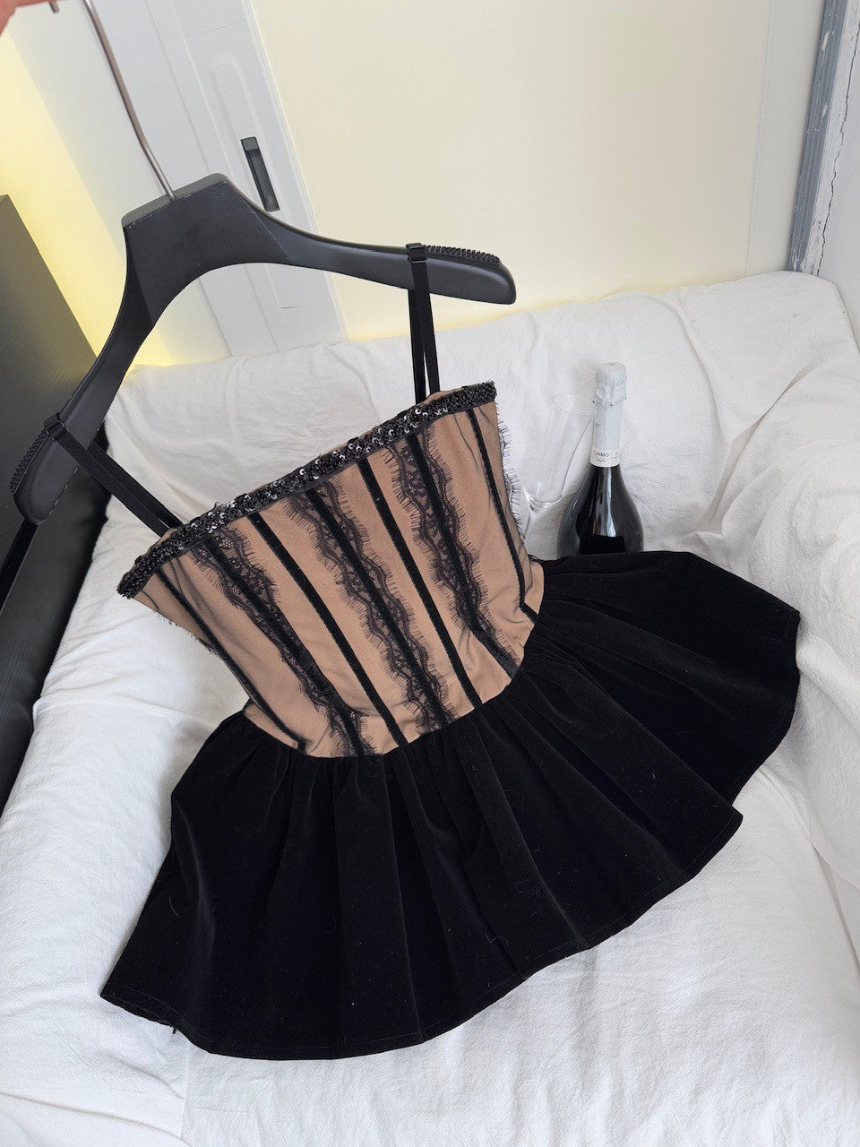 rebecca Black Corset Lace Flare Mini Dress