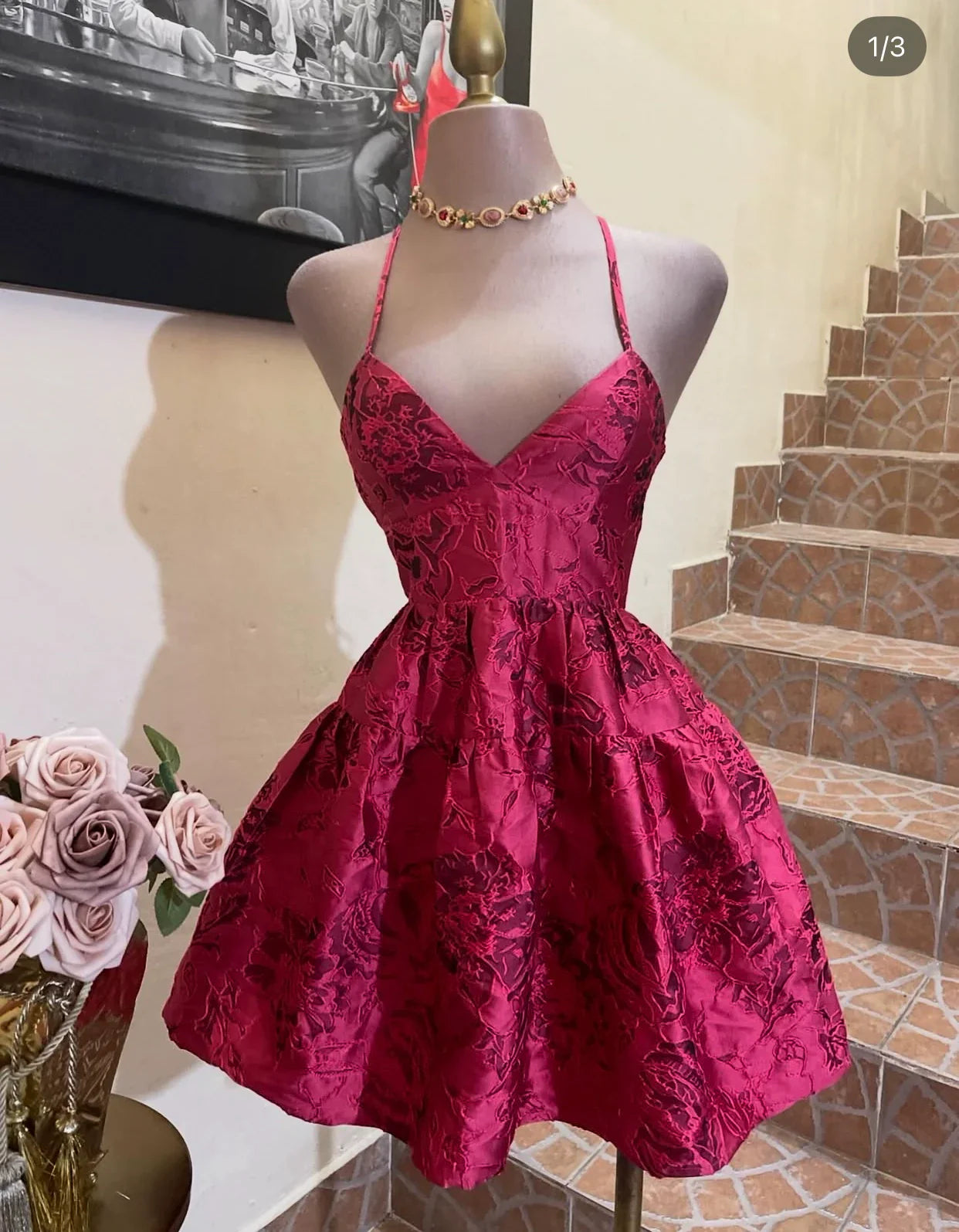 Jacquard dopamine slip mini dress