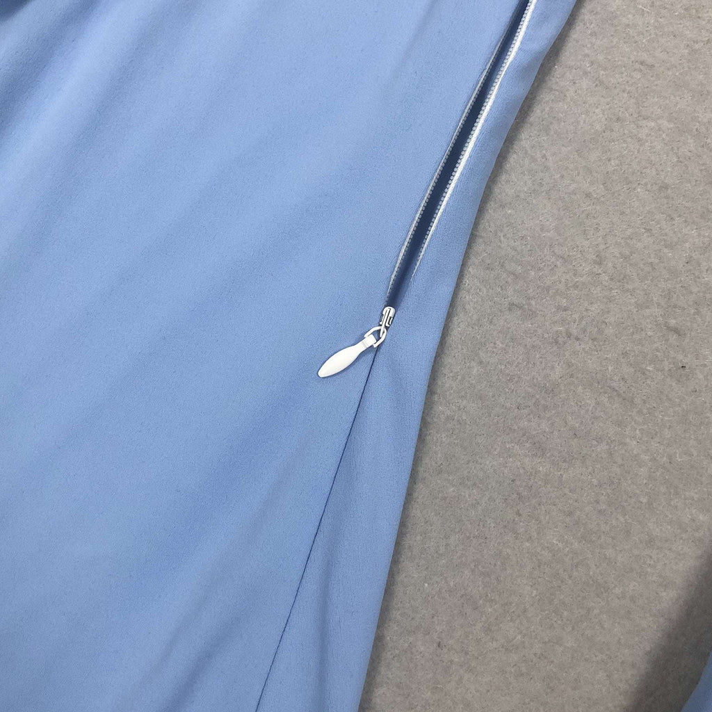 vicky Knitted long sleeves backless bodycon maxi dress in blue