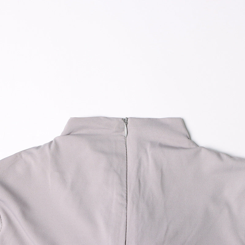 Robe mini Penny en jersey uni à motif floral 3D gris