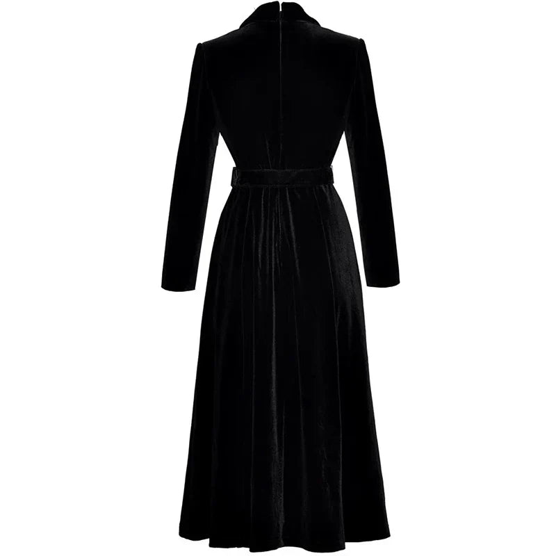 Schwarzes Pailletten-besticktes Samt-Midikleid