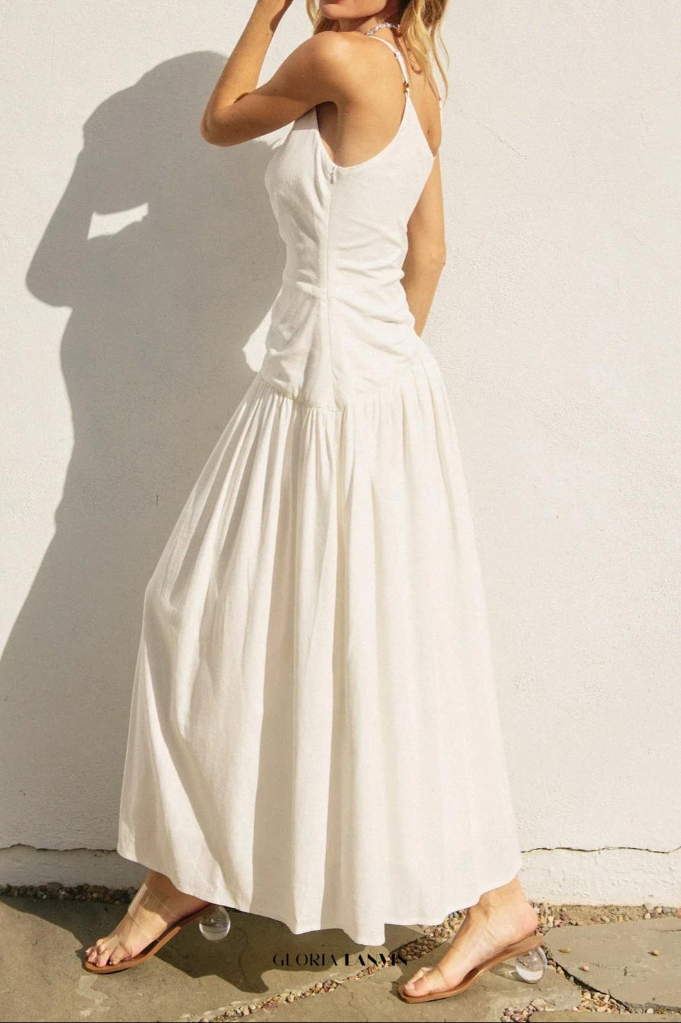 White Hot One Shoulder Maxi Dress