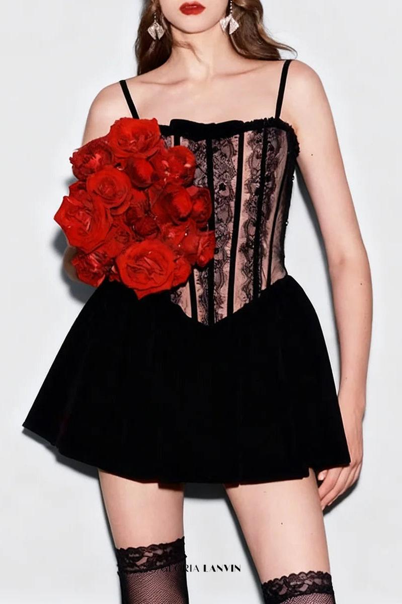 rebecca Black Corset Lace Flare Mini Dress