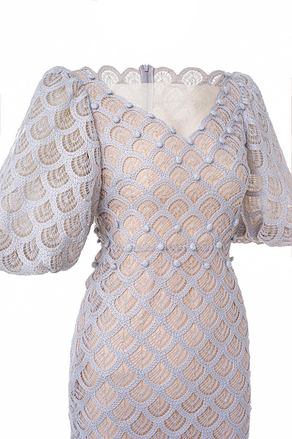 Robe midi en dentelle à manches bouffantes Ciara Trumpet