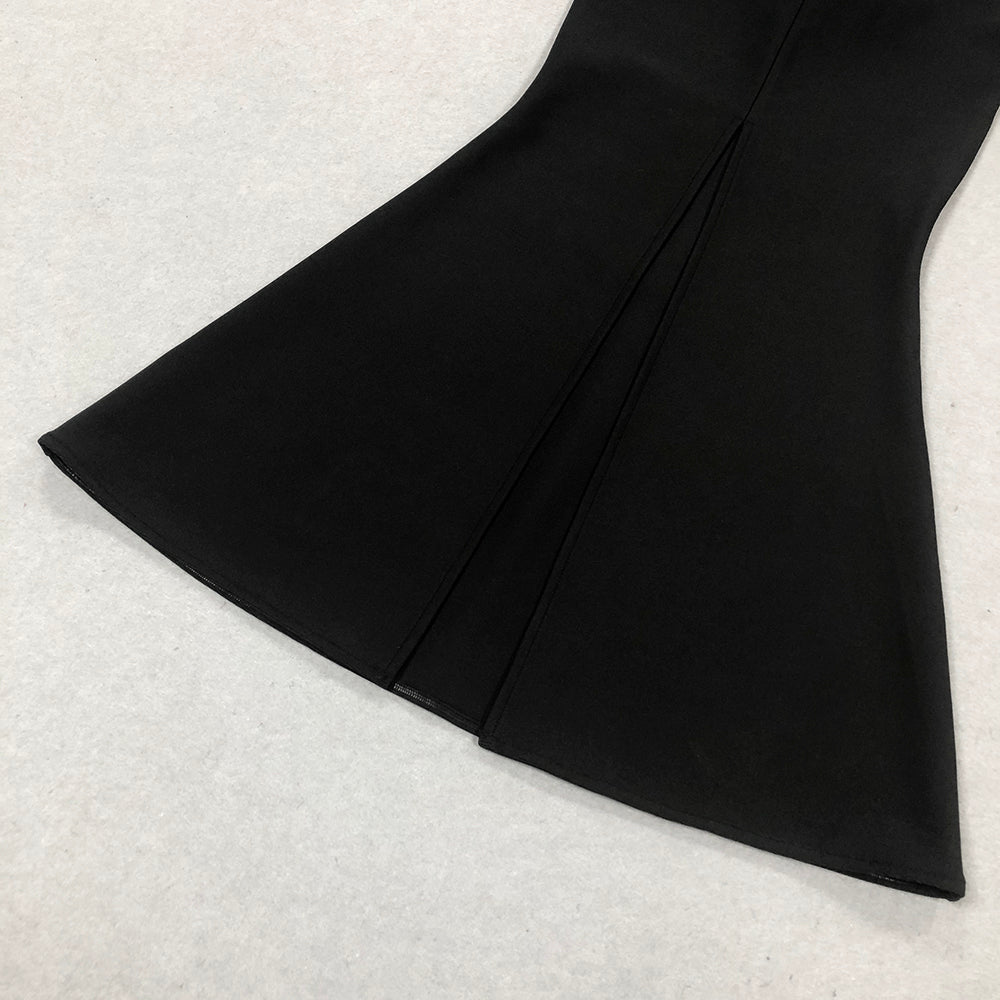 Robe longue moulante à épaules dénudées et fleurs 3D, style bandage, signée BEATRICE BLACK