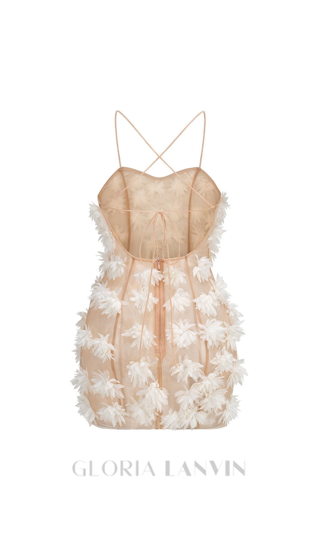 flower embellished Mini Dress in white