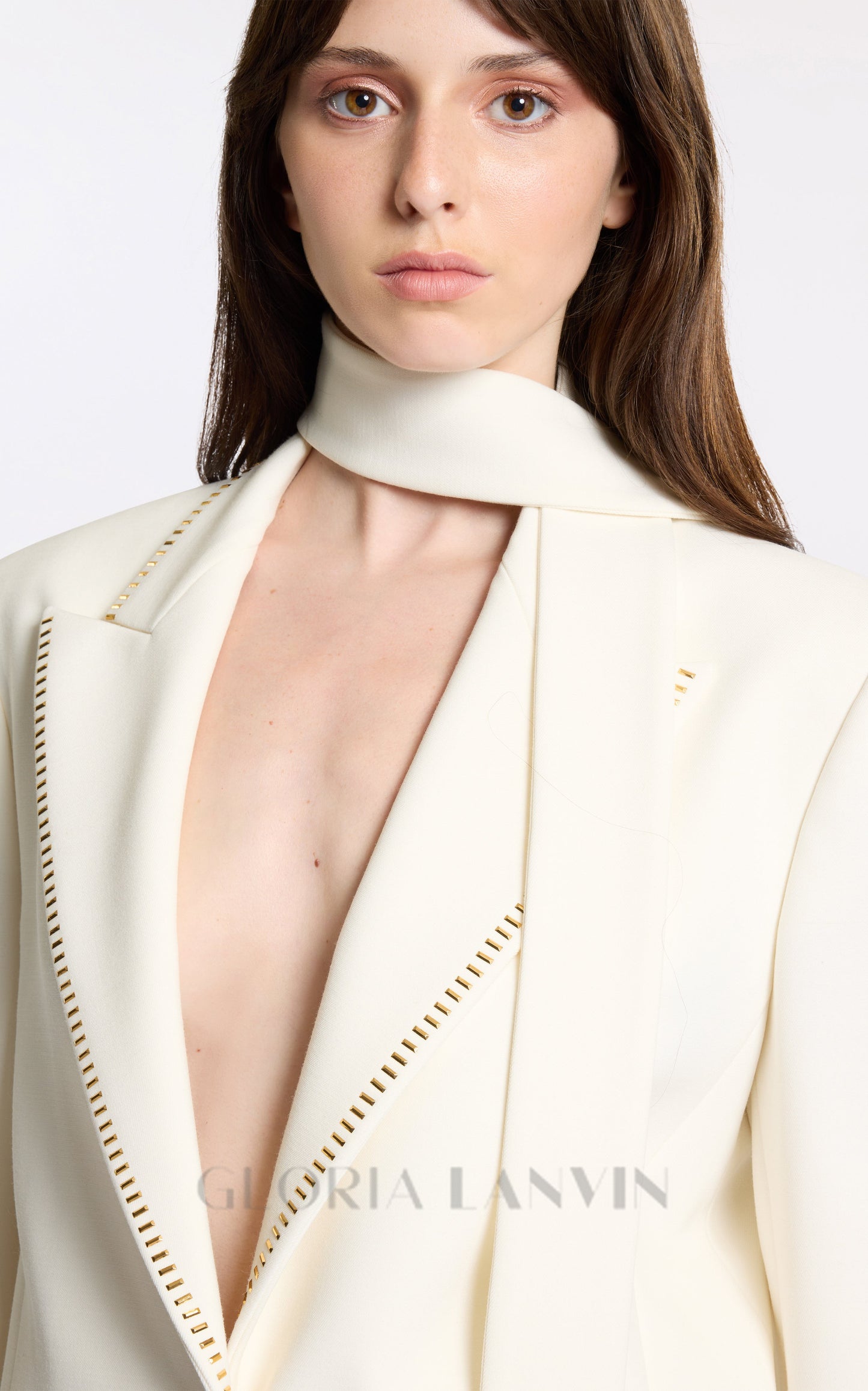 DEBORAH OFF-WHITE SCHAL - DETAILLIERTER BLAZER AUS WOLLCREPE